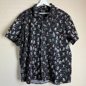 Dapper Day Mens Skeleton Novelty Print Spooky Halloween Collared Button Down 4XL